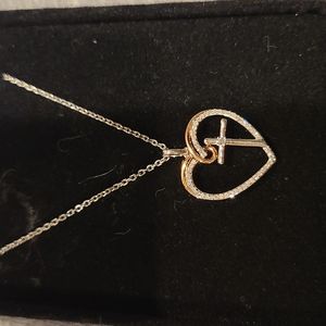 Hallmark Diamonds Heart Necklace 1/6 ct tw Sterling Silver/10K Rose Gold 18"